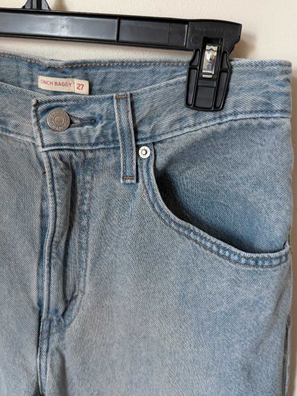 Vintage Levis Wide Leg Jeans | Light Wash Cinch Waist Denim | Size 27 | 90s - Picture 5 of 6